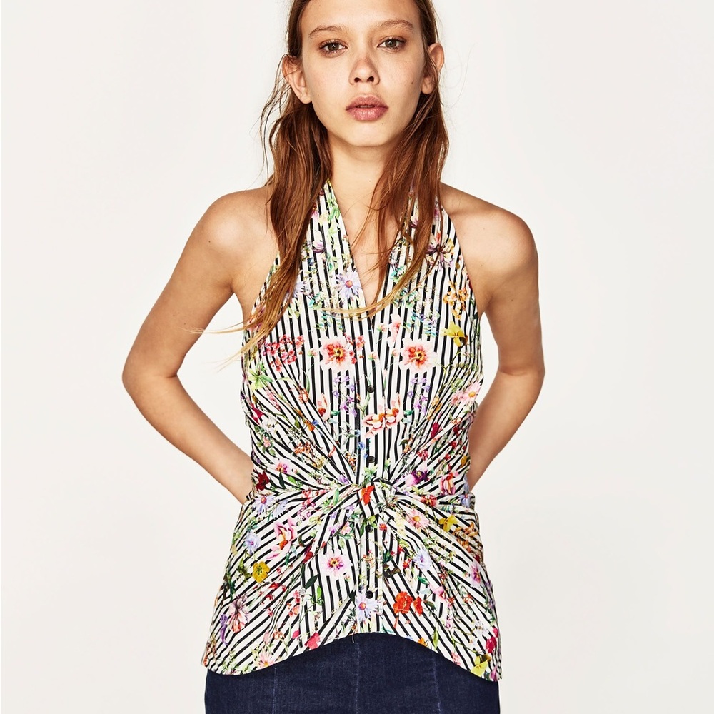 Zara striped floral halter